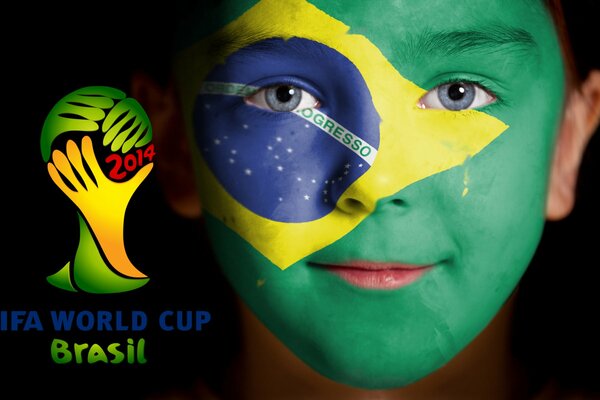 The boy s face for the World Cup in Brazil 2014