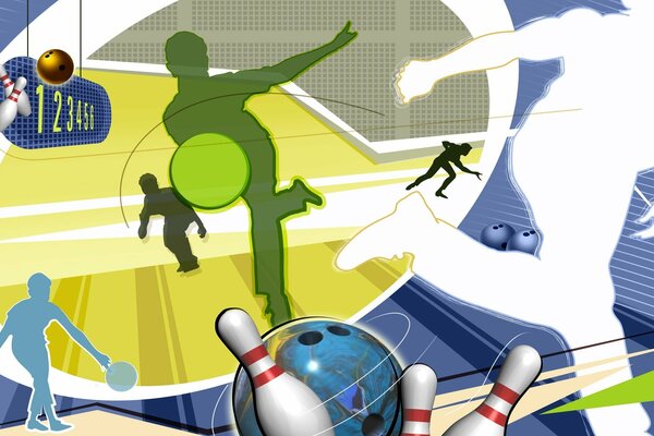 Bowling-Spiel, Bälle in alle Richtungen