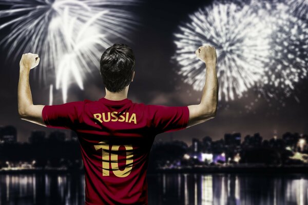 Football player of the Russian national team. Firework