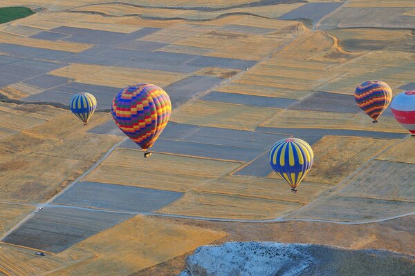 Globos en el fondo de un hermoso campo