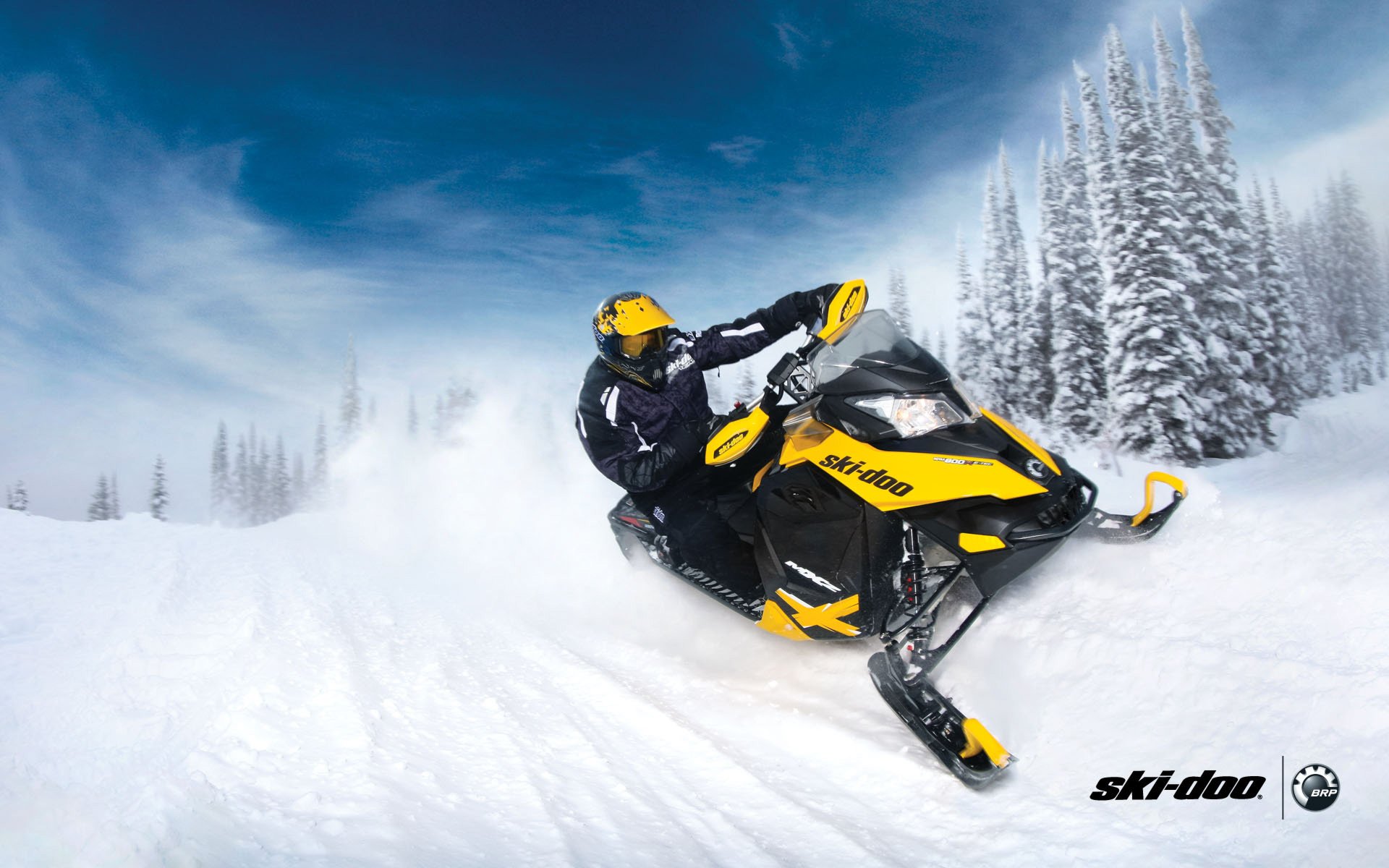 ki-doo schneemobil mxz brp schnee wald sport