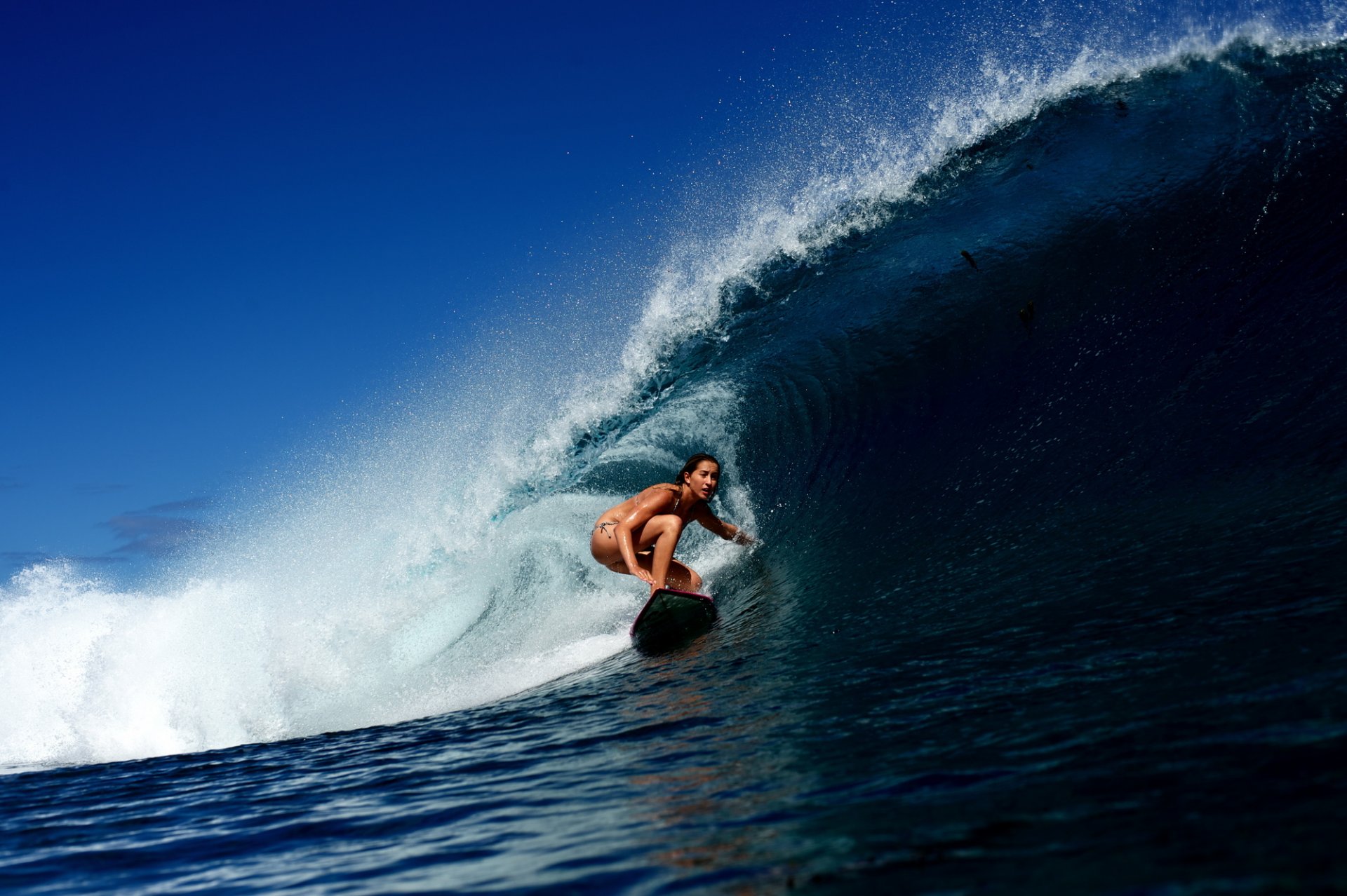 surfing ragazza onda oceano bordo