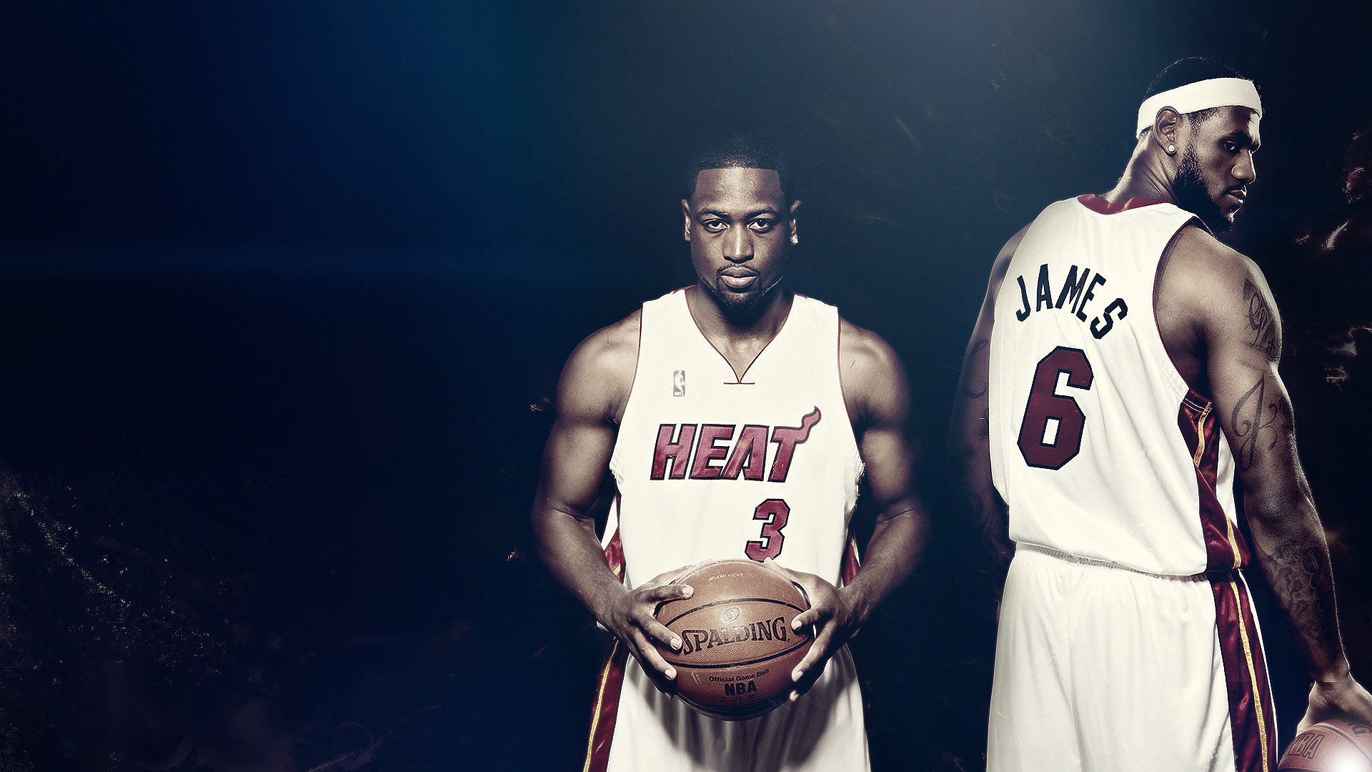 lebron james dwyane wade koszykówka nba heat spalding piłka miami