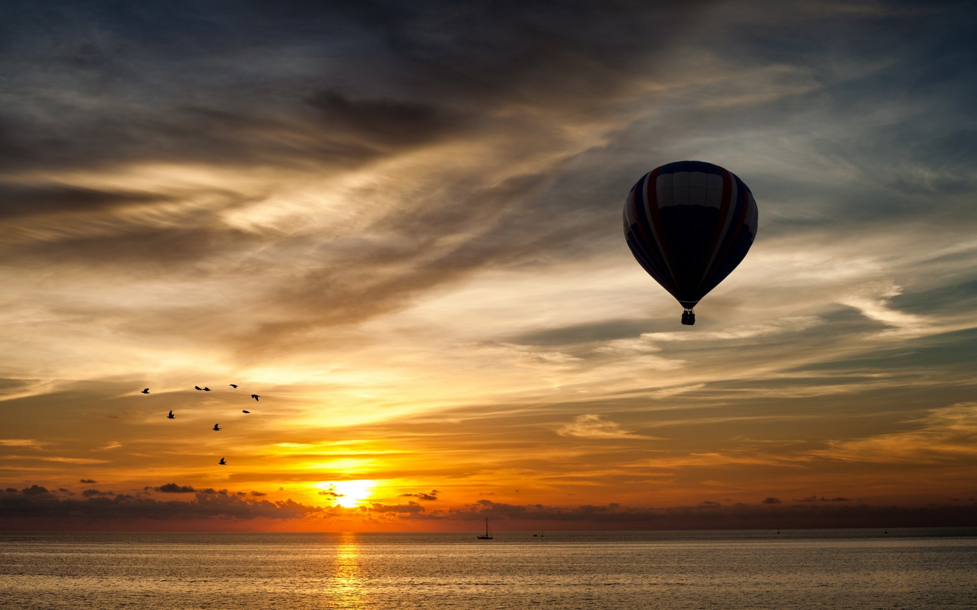 ballon mer coucher de soleil paysage sport