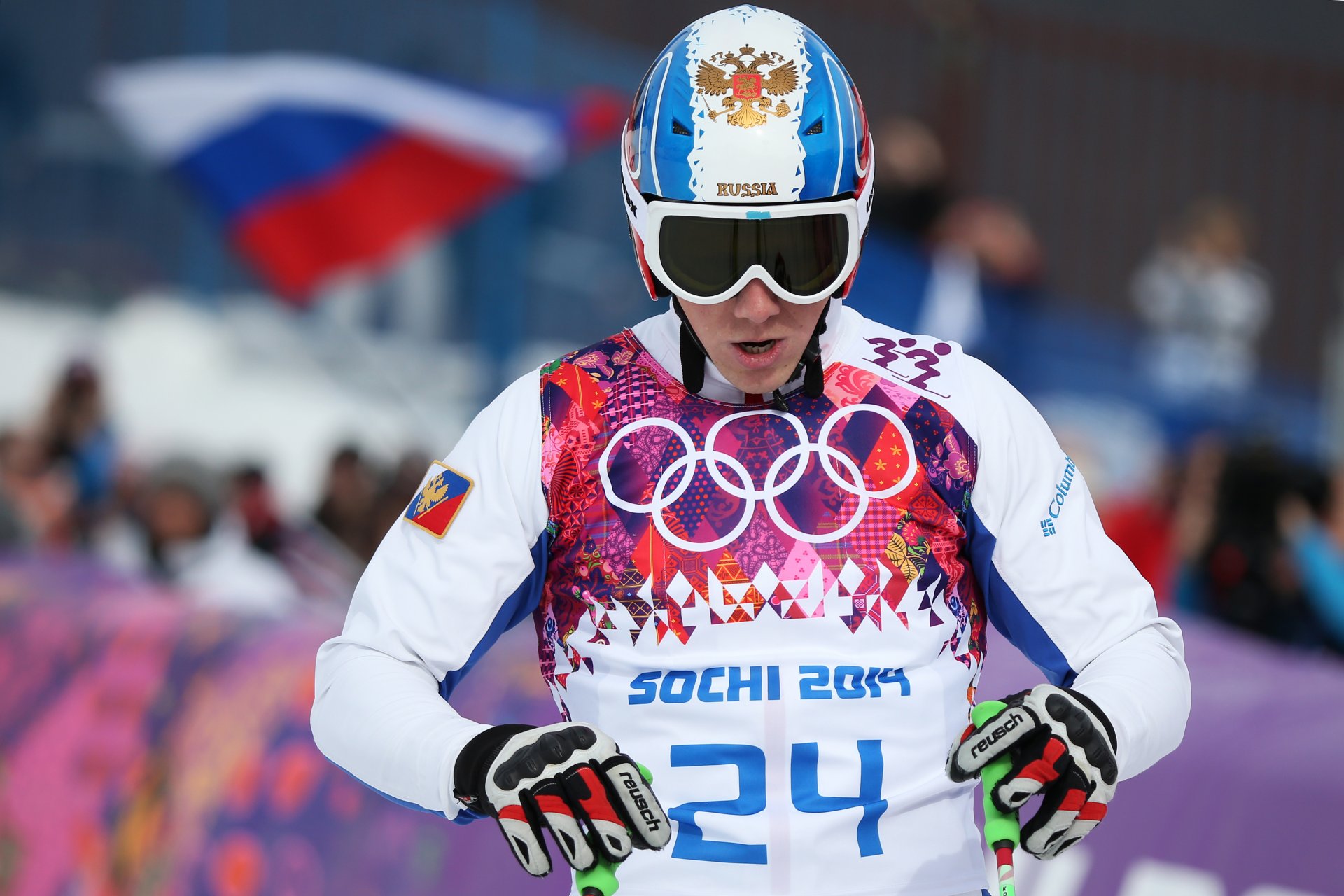 ski-cross jegor korotkov sotschi 2014 sotschi 2014 olympische winterspiele xxii olympische winterspiele sotschi 2014 russland flagge wappen helm brille