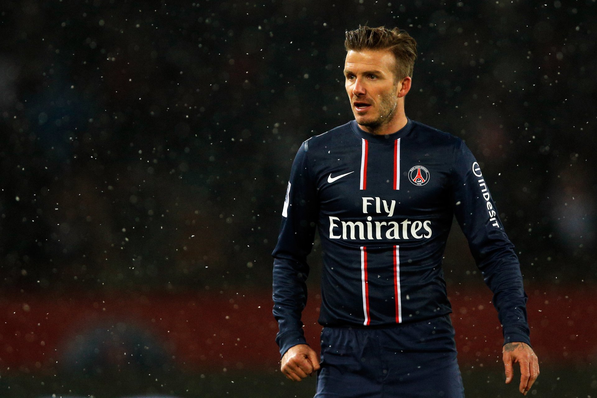 david beckham paris saint-germain psg paris saint-germain rain player star footballer sport football