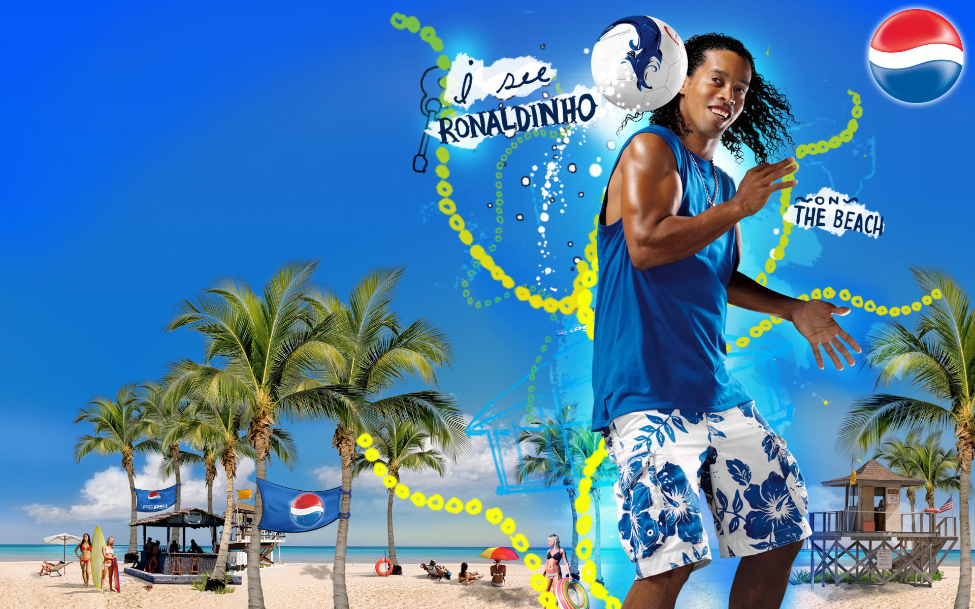 ronaldinho pepsi spiaggia calciatore calcio palla estate leggenda migliore