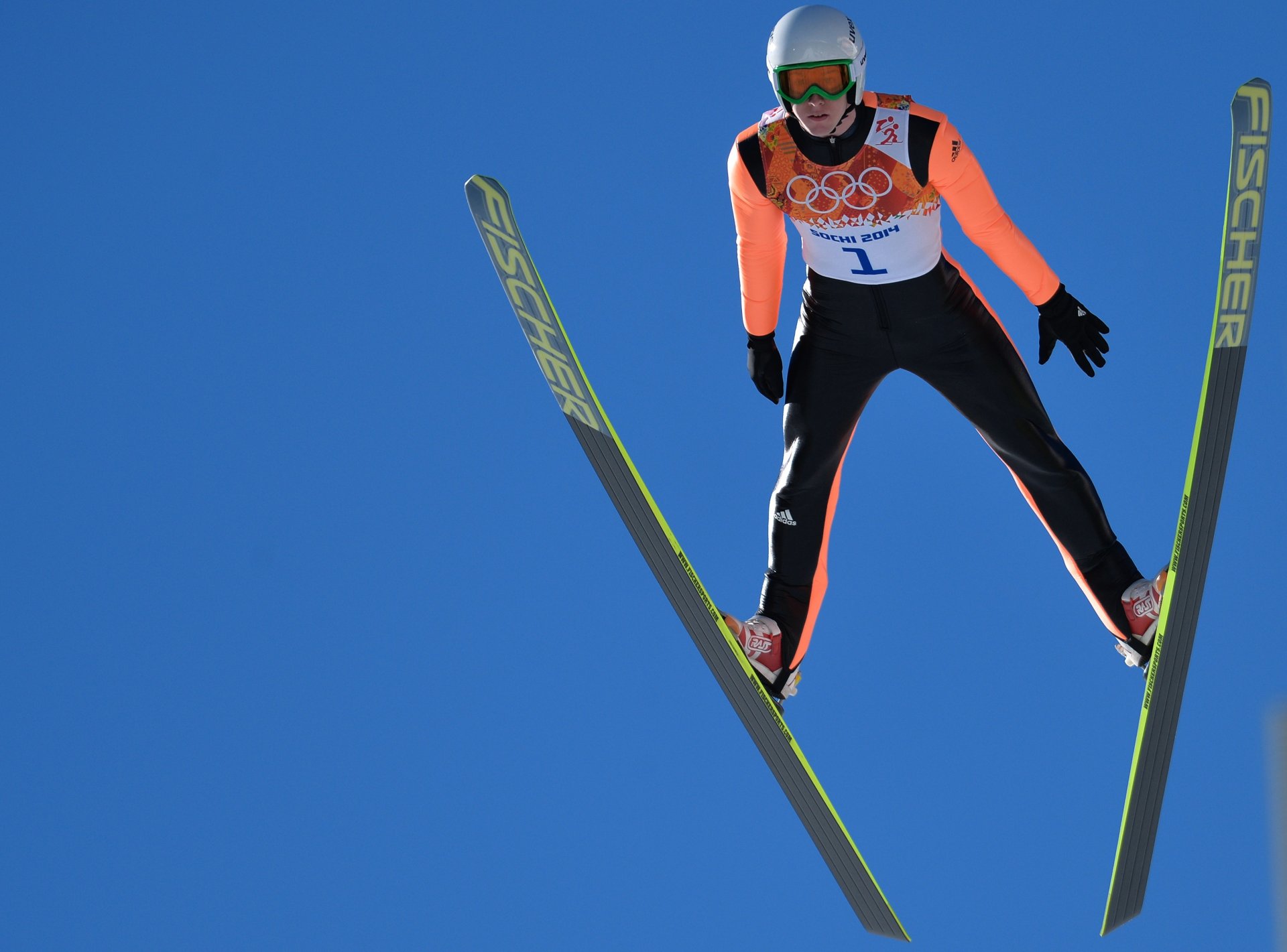 skispringen ski-doppelkampf eugene klimov sotschi 2014 sotschi 2014 olympische winterspiele xxii olympische winterspiele sotschi 2014 russland ski himmel