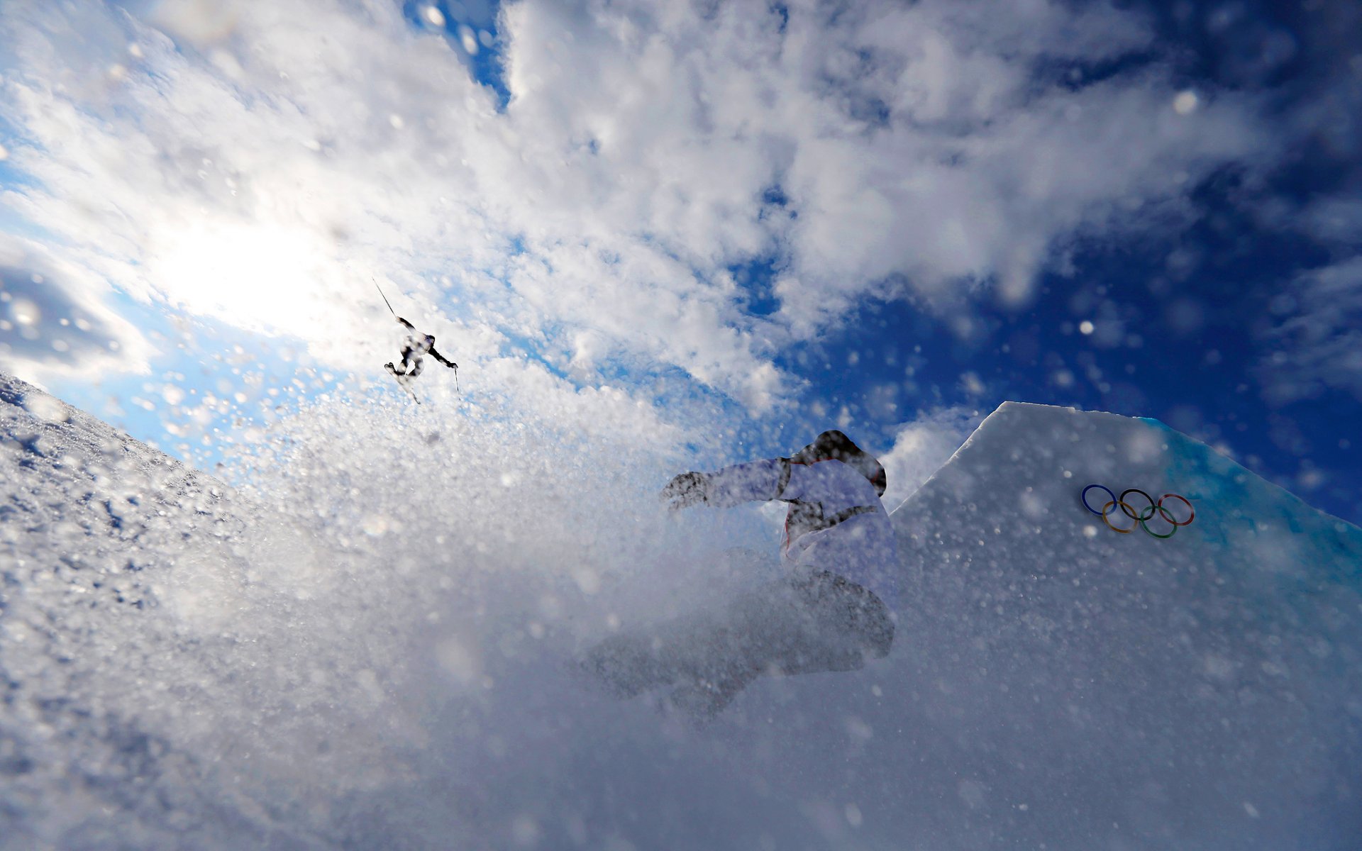 sotchi 2014 ski slopestyle formation glace neige soleil ciel entraînement