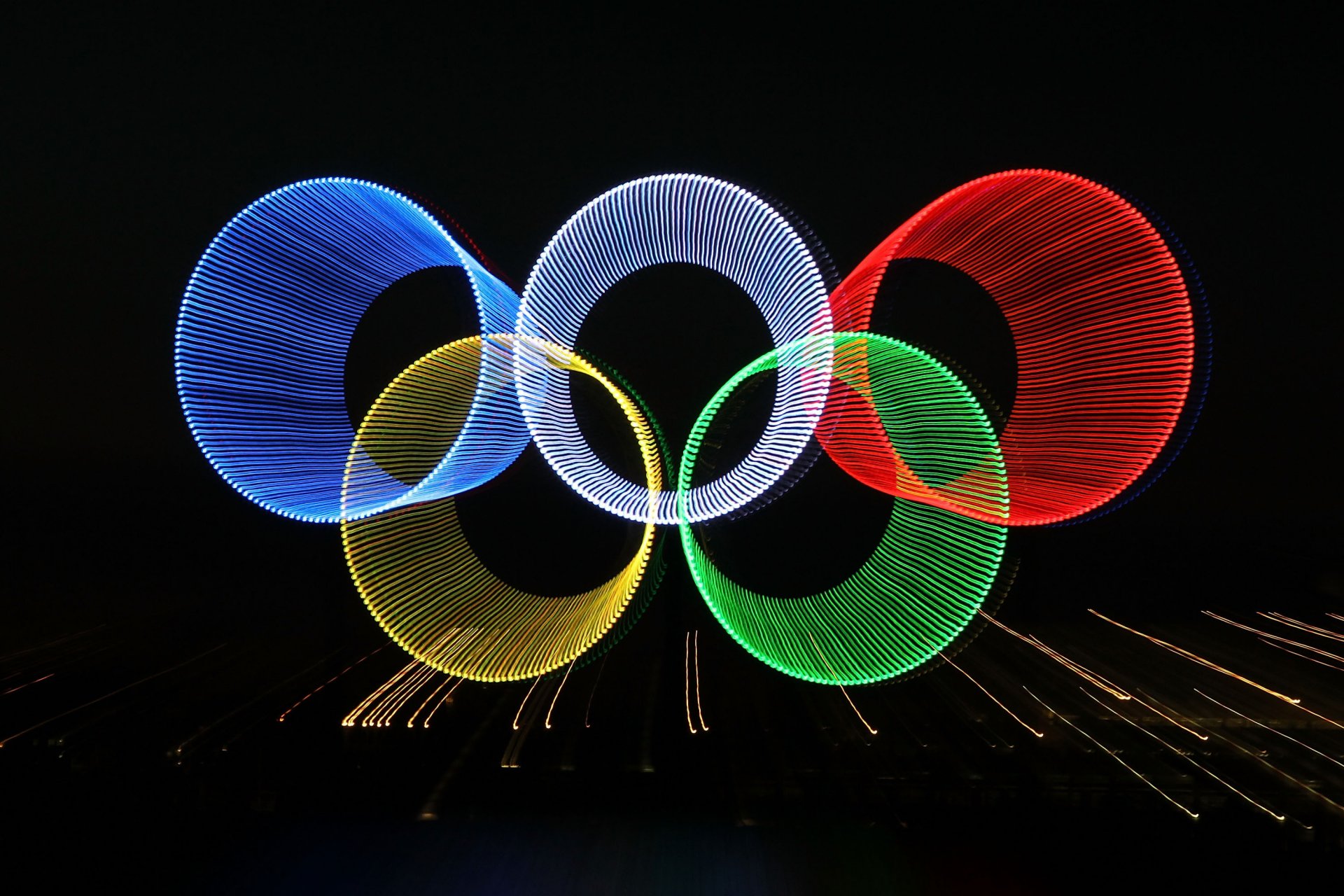 rings olympic games rays lights abstract