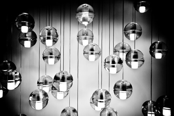 Transparent balls on a silver background