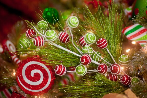 Bonbons de Noël avec des aiguilles de Noël