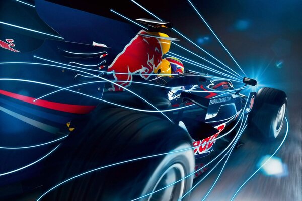 Red bull sports car in fast speed