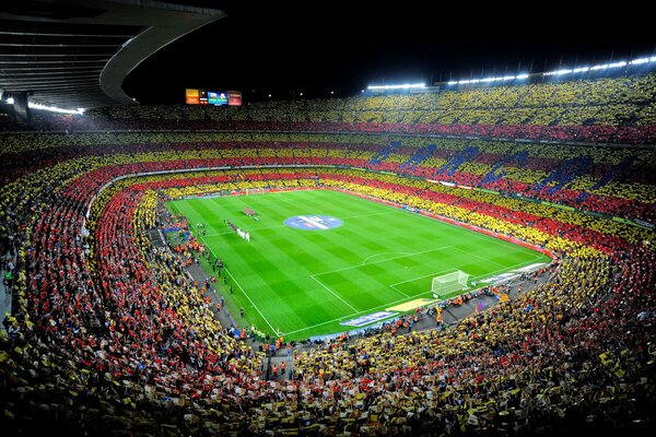 Stadium with football fans