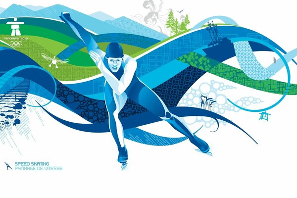 Cartel de los juegos Olímpicos de patinaje sobre hielo