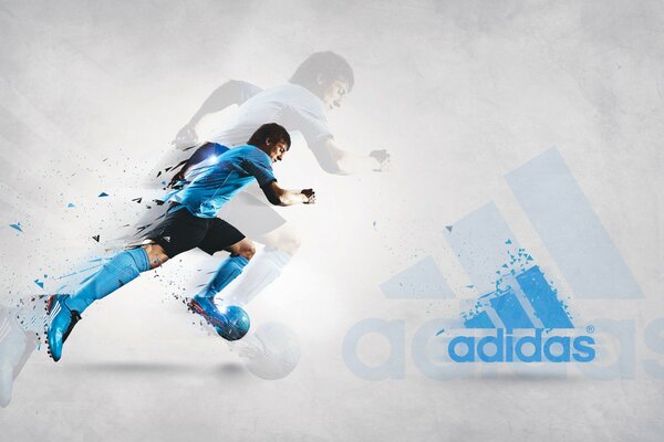 Logo Adidas avec un joueur de football Guy