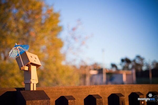 Danbo картонный человечек укрывается от солнца