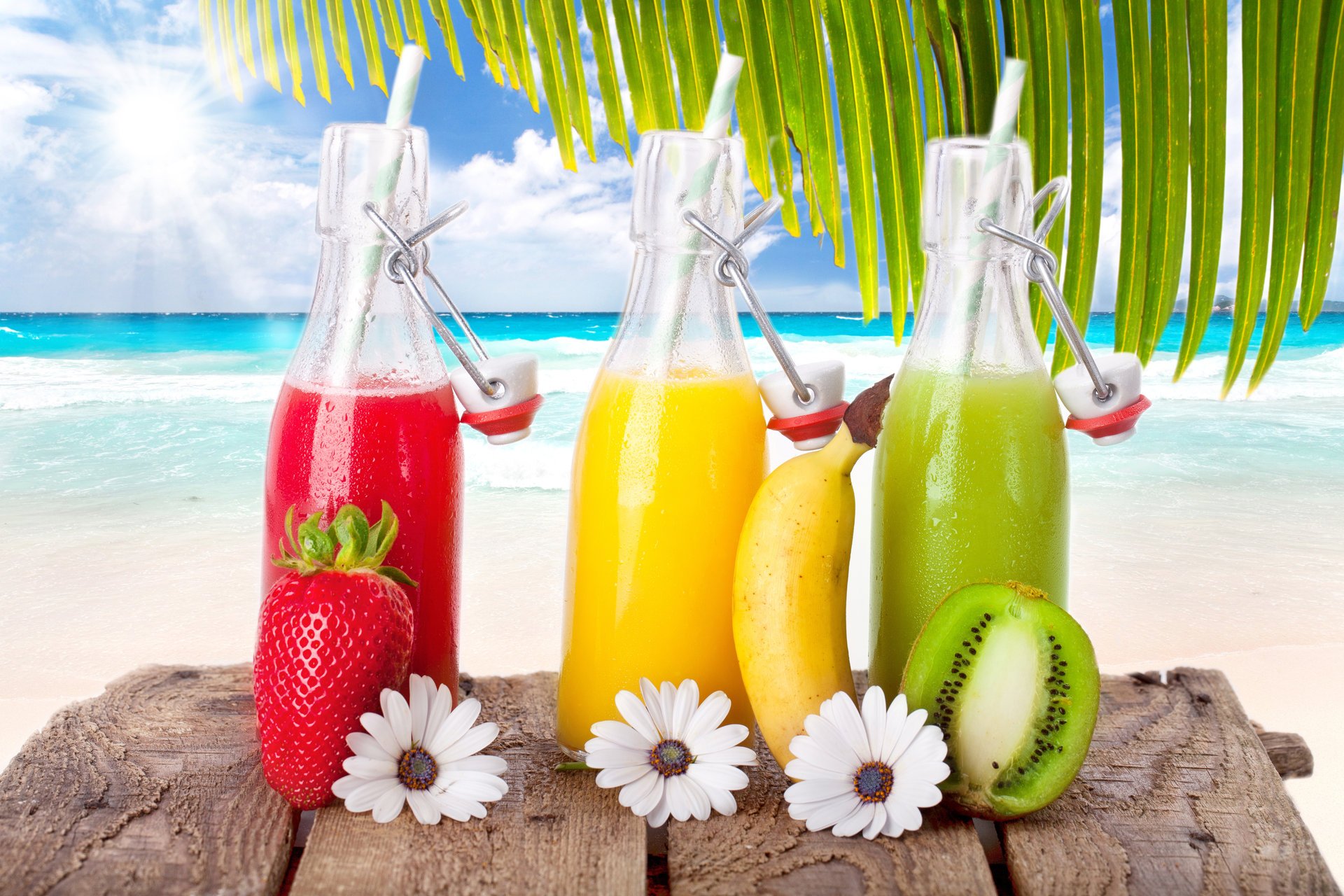 bevande cielo banana nuvole kiwi spiaggia sole cocktail bevande mare fragola frutta