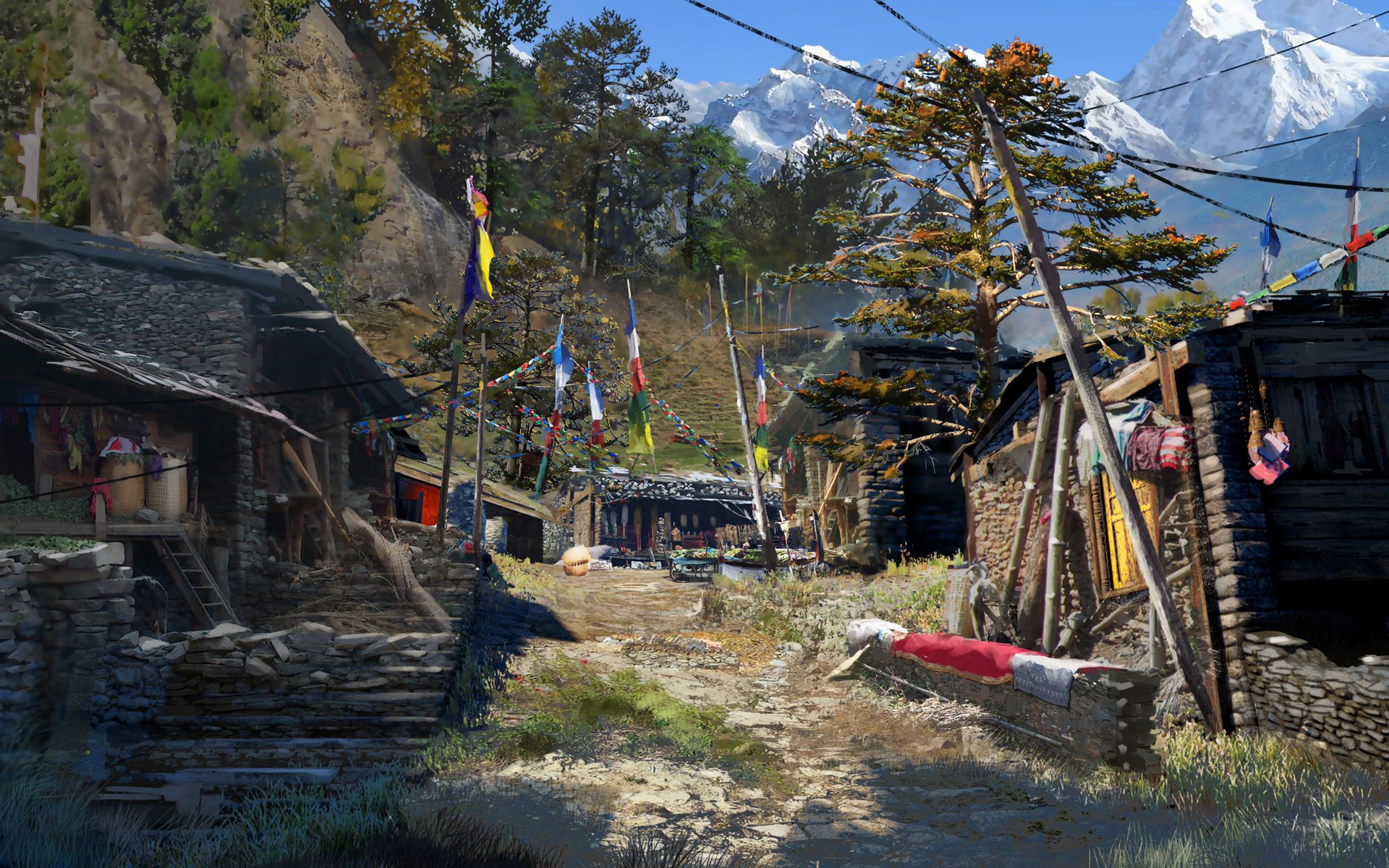 far cry 4 tíbet game juego pueblo asentamiento montañas