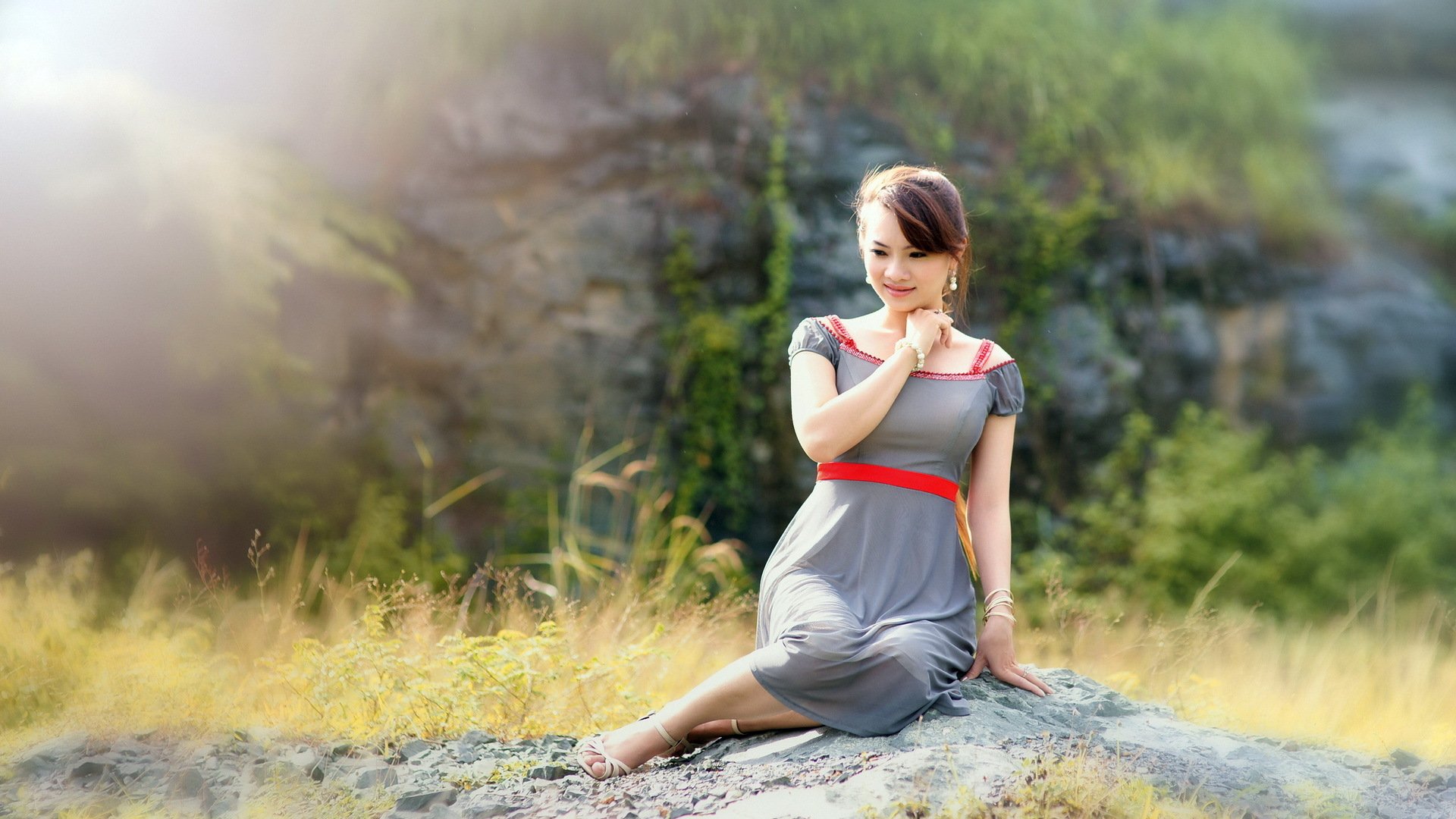 mädchen asiatisch sommer hintergrund