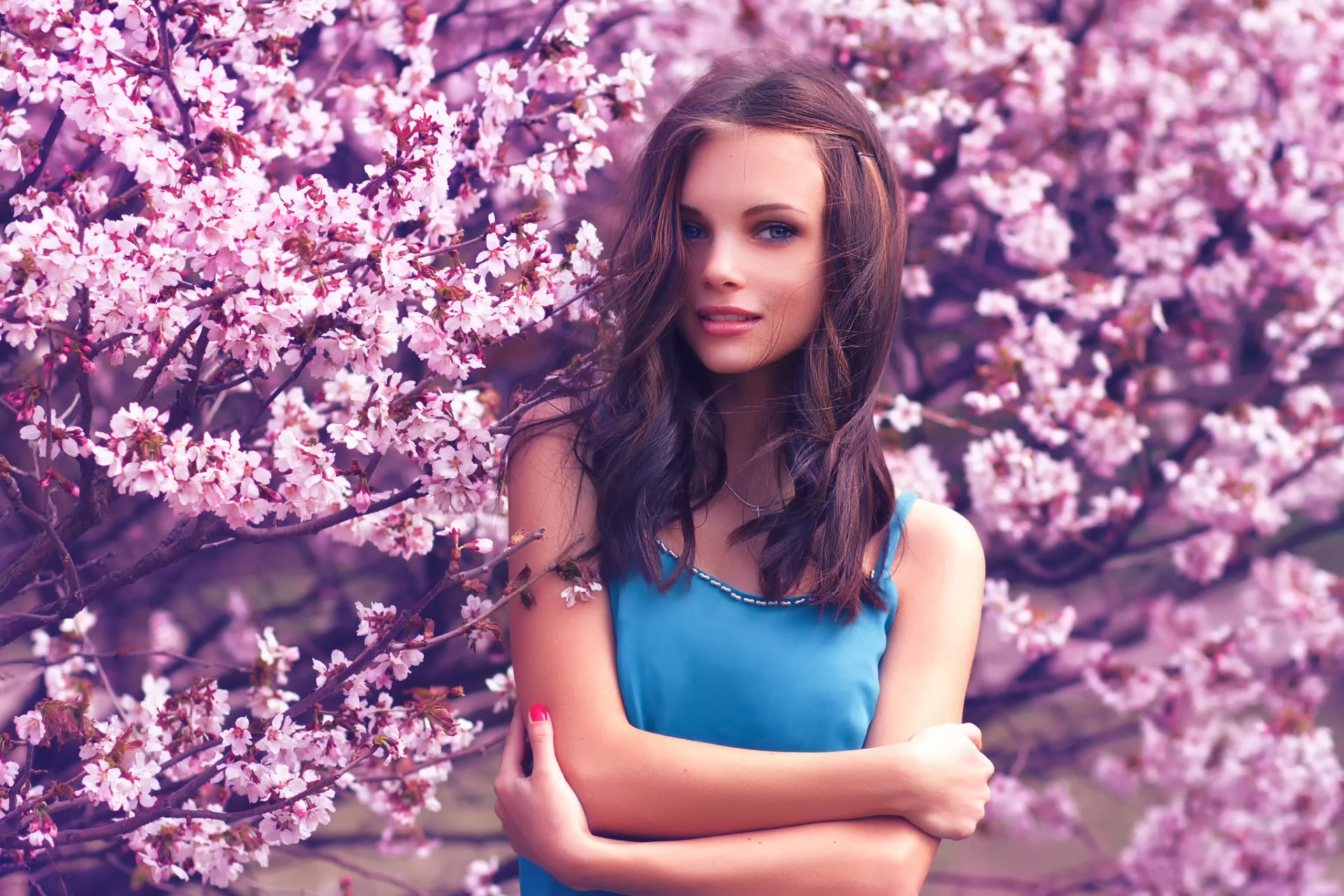 uśmiech portret sakura kwiat wiosna