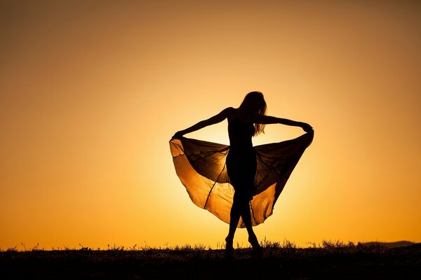 Beautiful silhouette at sunset