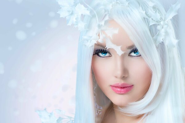 Beautiful girl with white hair