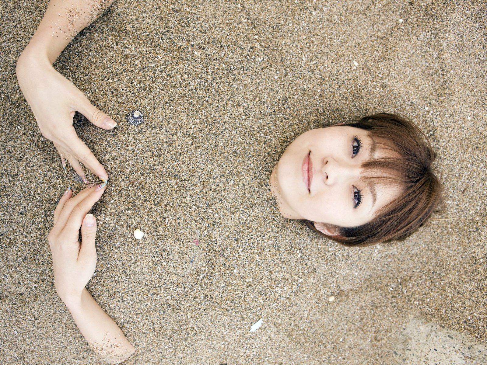 orihara mika sand hands beach japanese