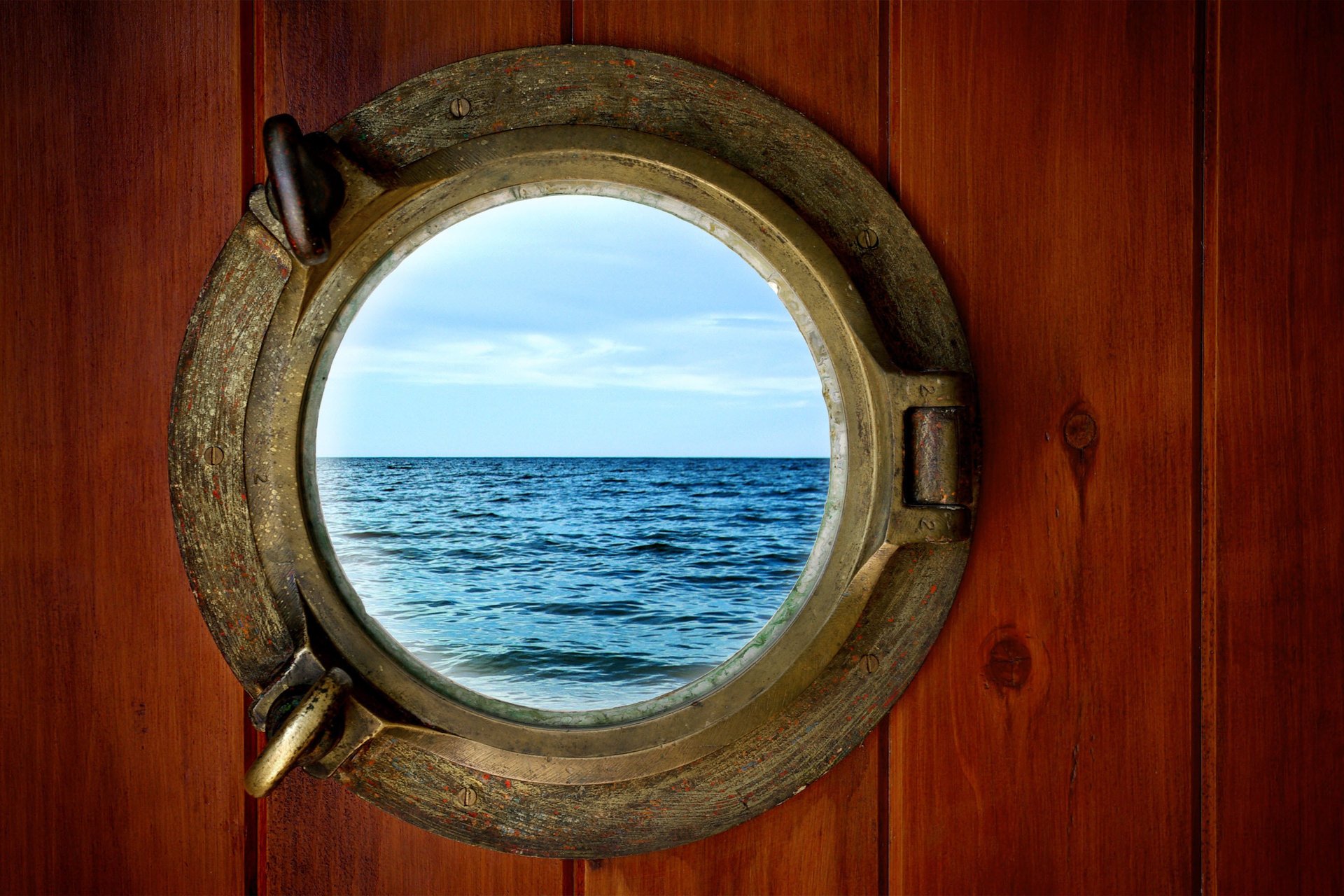 collage porthole oblò stile mare onde cielo