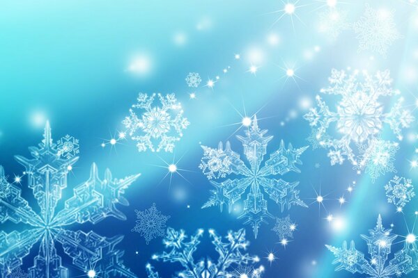 Lace snowflakes on a blue background