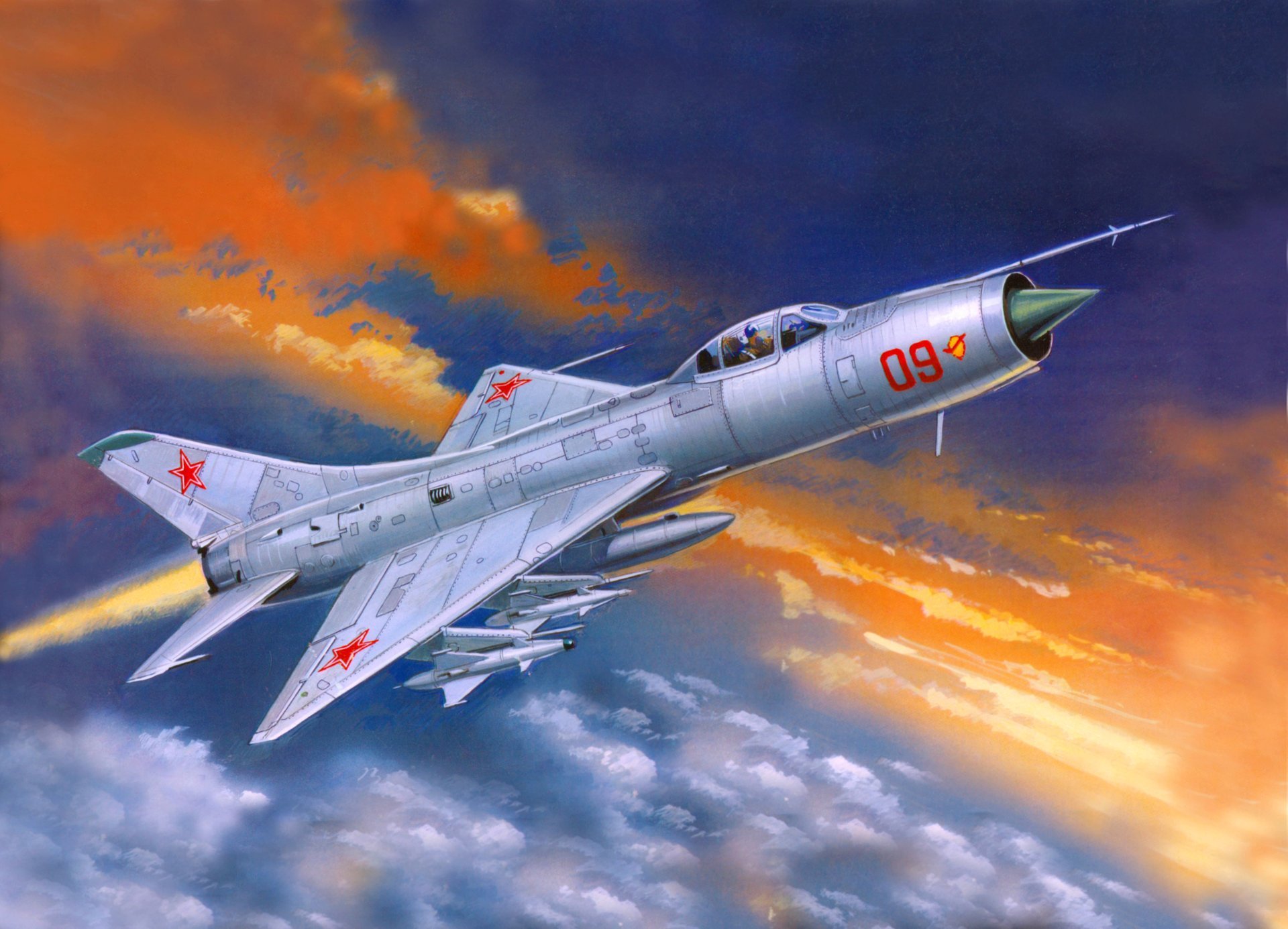 monomotore sovietico su-9 aereo arte cielo