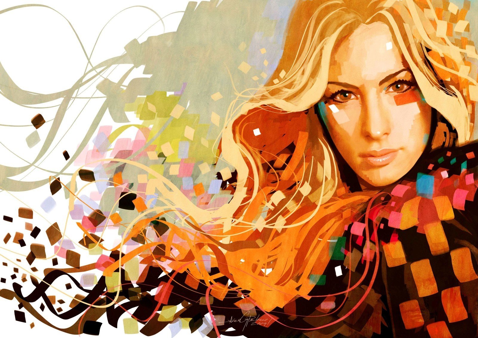 portrait graphique couleur blonde