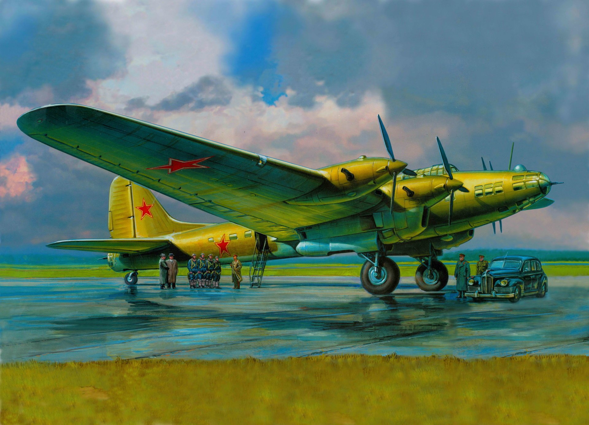 radziecki pe-8 czterosilnikowy lotnisko art