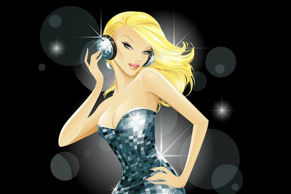 Animated girl in disco dress