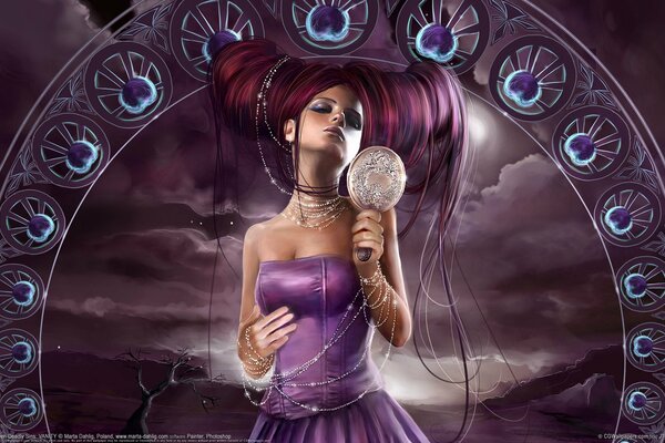 Fantasy picture purple shades with a girl