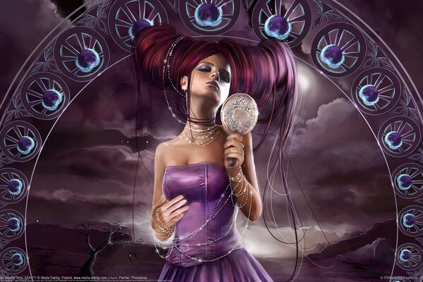 Fantasy image nuances violettes avec une fille