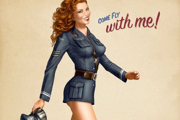 Abbildung eines Piloten-Mädchens in Uniform