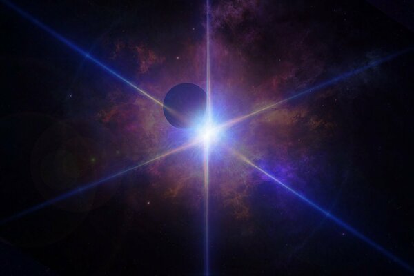 La luz de una estrella en el espacio sobre un fondo oscuro