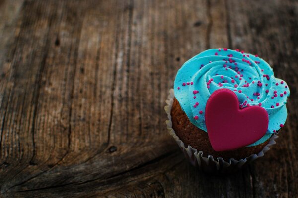 Cupcake with heart-shaped decoration