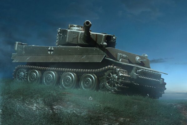 Carro armato pesante tedesco Tiger di notte