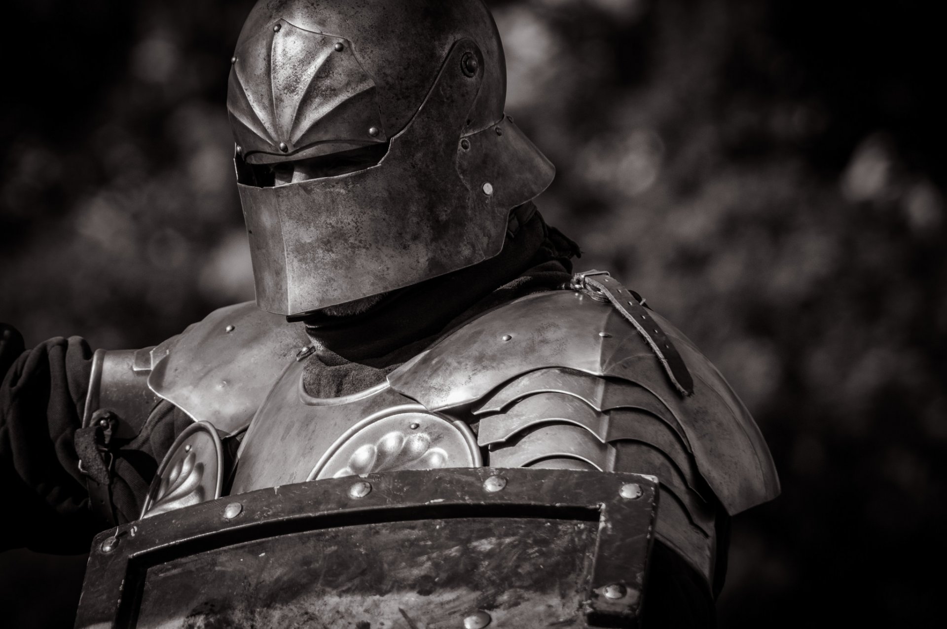 warrior armour metal helmet shield