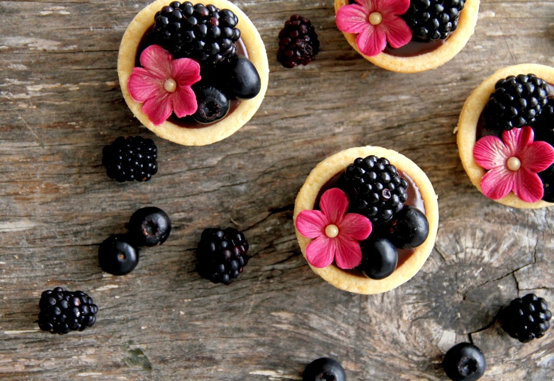 blackberry flowers blueberries tartlets food cream sweet