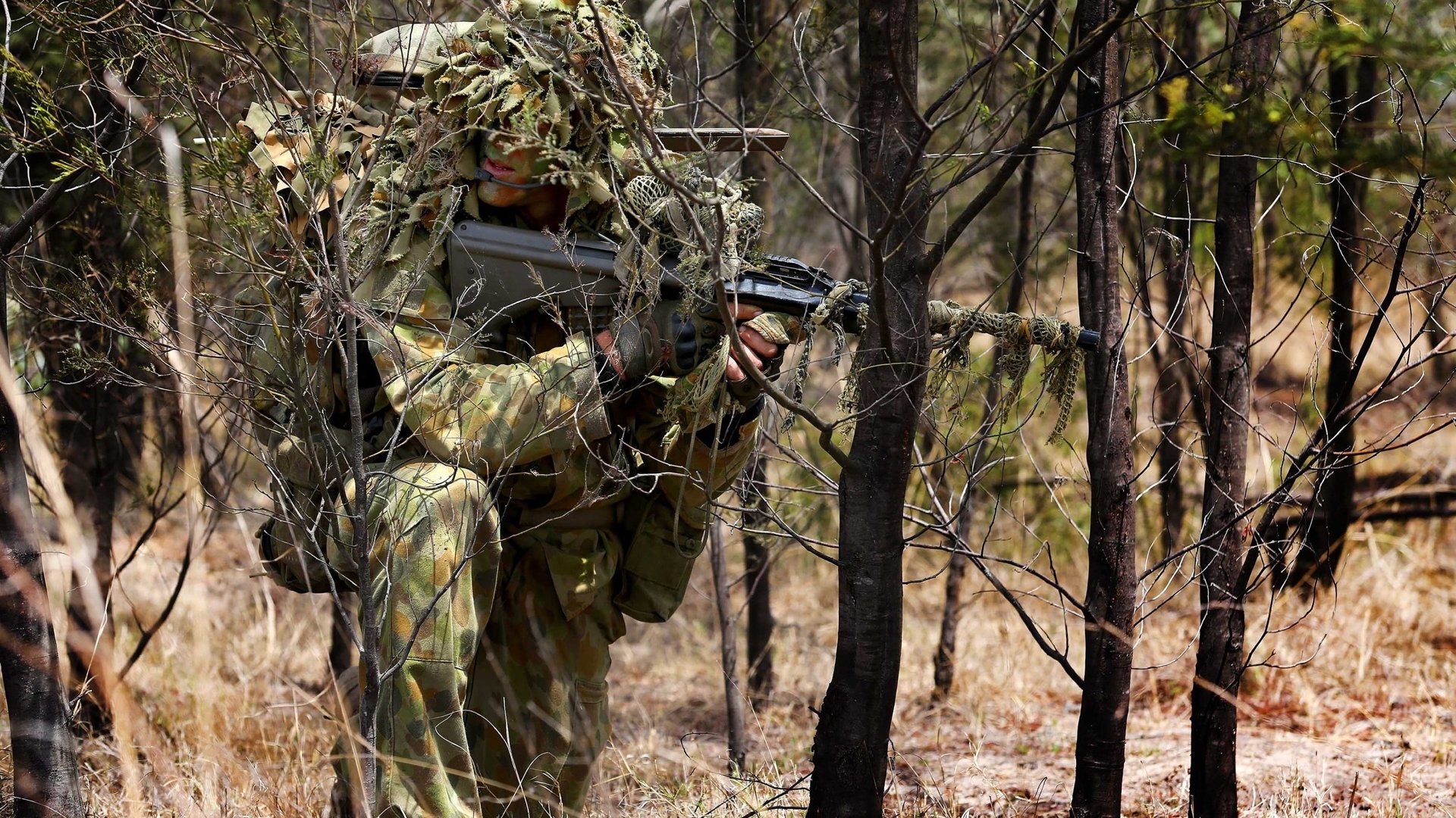 oldier australian army sniper camouflage forest