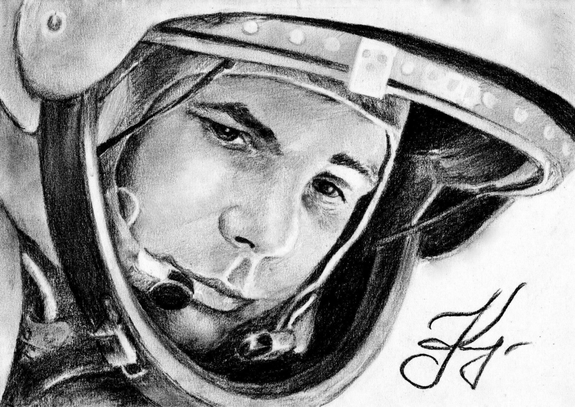 yuri gagarin astronaut legende held raumanzug zeichnung