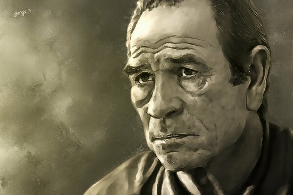 La faccia triste dell attore Tommy Lee Jones