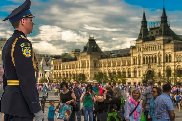 Moscow. Presidential Regiment guard on Red Square