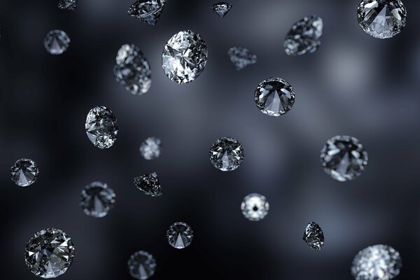 Diamantes congelados en el espacio sobre un fondo negro