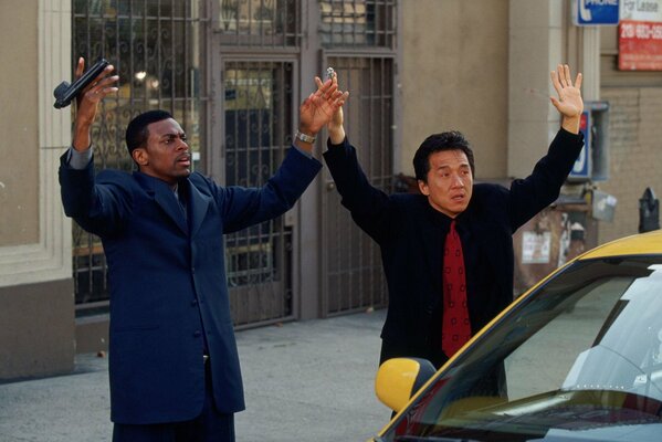 A shot from the movie with actors Jackie Chan and Chris Tucker