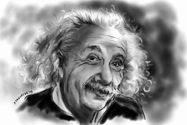 Dessin d Albert Einstein noir et blanc