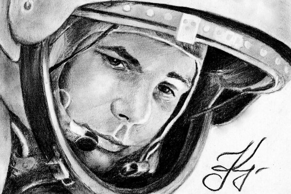 Immagine del cosmonauta Yuri Gagarin in tuta spaziale